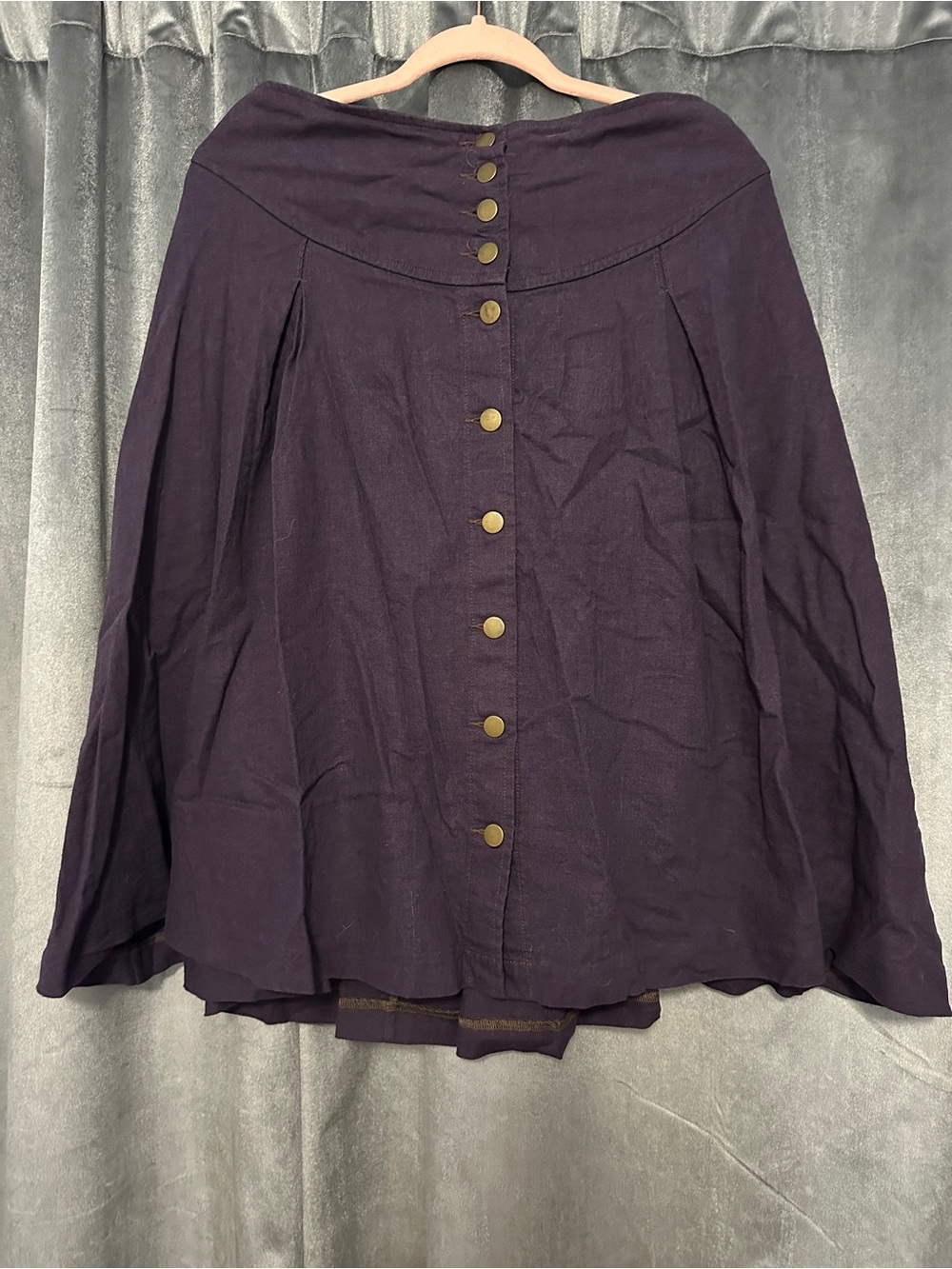 Reviall Button-Front Purple Cotton Skirt